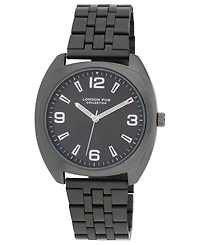 London Fog Unisex Keltic Cushion Case Black Link Alloy Watch, 38mm