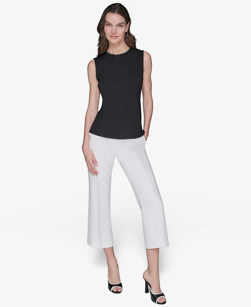 Karl Lagerfeld Paris Women's Bead-Trim Sleeveless Top