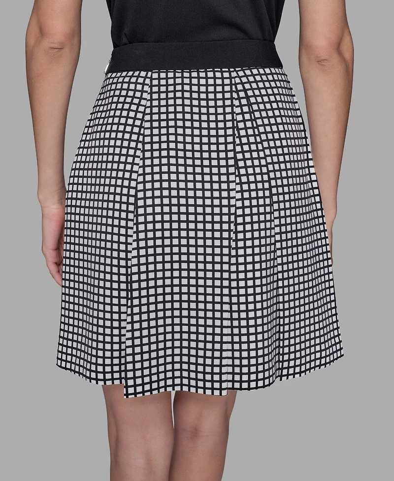 Karl Lagerfeld Paris Women's Check Print Pleated Mini Skirt