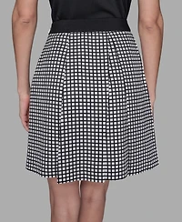 Karl Lagerfeld Paris Women's Check Print Pleated Mini Skirt