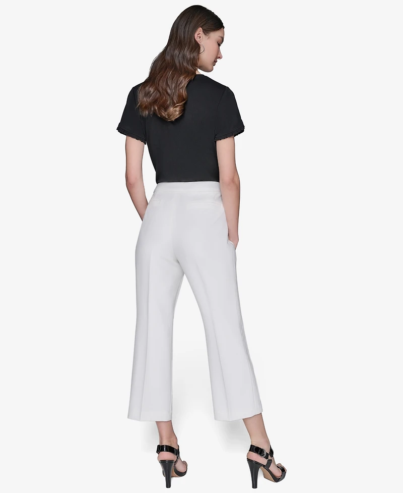 Karl Lagerfeld Paris Women's Cropped Wide-Leg Mid-Rise Pants