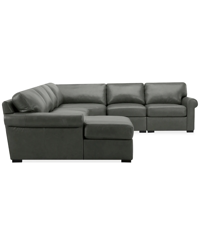 Radley Roll Arm 152" -Pc. Leather Wedge Corner Chaise Sectional