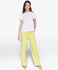 Karl Lagerfeld Paris Women's Crewneck Tulip-Sleeve Blouse
