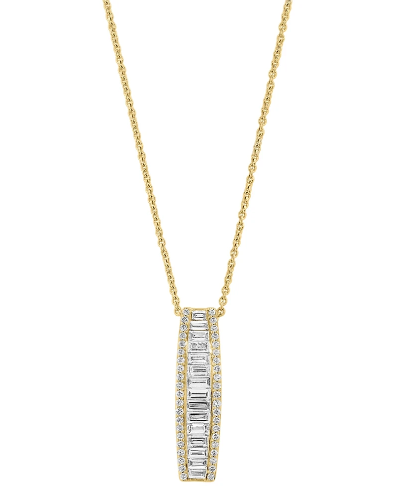 Effy Lab Grown Diamond Round & Baguette Linear Drop Pendant Necklace (1-3/8 ct. t.w.) in 14k Gold