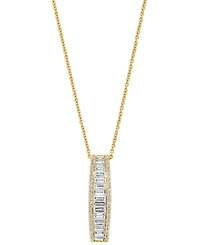 Effy Lab Grown Diamond Round & Baguette Linear Drop Pendant Necklace (1-3/8 ct. t.w.) in 14k Gold