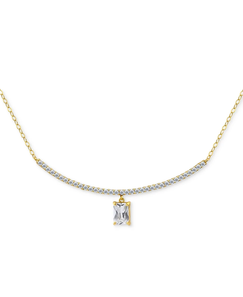 Giani Bernini Cubic Zirconia Curved Bar Baguette Pendant Necklace, 16" + 2" extender
