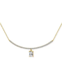 Giani Bernini Cubic Zirconia Curved Bar Baguette Pendant Necklace, 16" + 2" extender