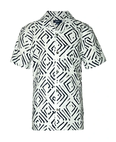 Univibe Big Boys Battery Geo Print Short Sleeve Woven Shirt