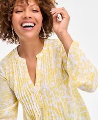 Style & Co Women's Printed Pintuck Ruffle Sleeve Top, Exclusively at Macy's