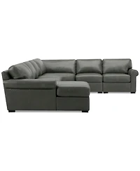 Radley Roll Arm 145" 6-Pc. Leather Wedge Corner Chaise Sectional, Exclusively at Macy's