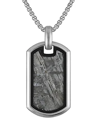 Bulova Men's Icon Meteorite Sterling Silver Dog Tag 26" Pendant Necklace