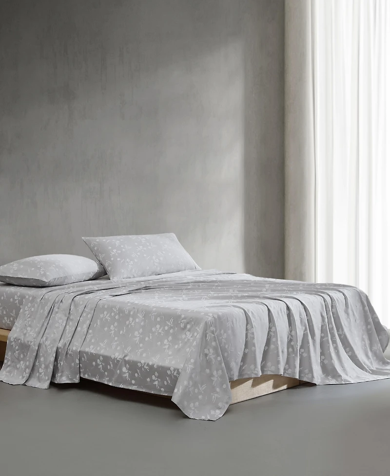 Closeout! Calvin Klein Printed 300-Thread Count Cotton Sateen 4-Pc. Sheet Set, King
