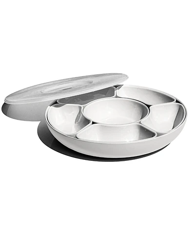 Abode Homewares 8-Piece Divided Server with Lazy Susan and Lid