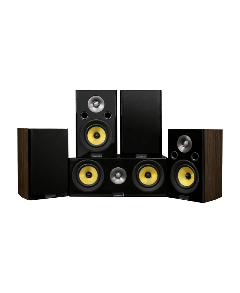 Fluance Signature HiFi Compact Surround Sound Home Theater 5.0 Channel Speaker System including 2-Way Bookshelf, Center Channel Channel and Rear Surro