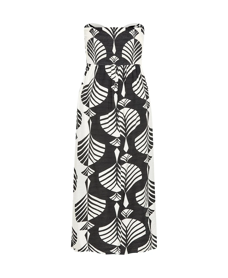 City Chic Plus Peta Border Print Maxi Dress