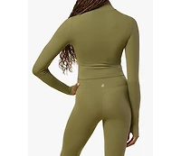 WeWoreWhat Women's Cropped Active Zip-up Jacket