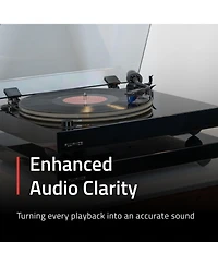 Fluance IB40 Turntable Isolation Base Anti-Vibration Wood Platform for Enhanced Sound Clarity and Superior Damping with Height Adjustable Feet, Bubble
