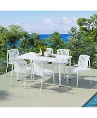 7-Piece Outdoor Patio Dining Table Set With Stackable Patio Chairs