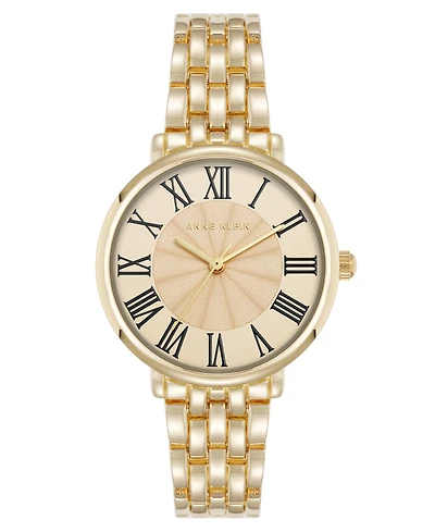 Anne Klein Women's Quartz Round Roman Numeral Gold-Tone Metal Alloy Watch, 32mm