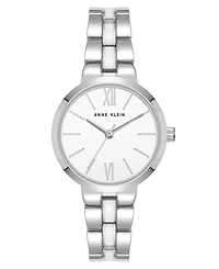 Anne Klein Women's Quartz Modern White Enamel and Silver-Tone Metal Alloy Watch, 30mm