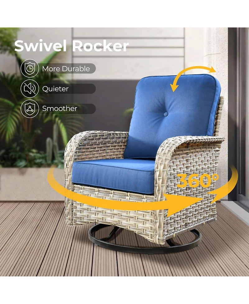 Xizzi 13 Piece Outdoor Patio Furniture Sets with Fire Pit Table,All Weather Wicker Sectional Sofa Extra Deep Swivel Chairs and Solar Powere