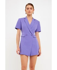 endless rose Women's Short Sleeve Blazer Romper