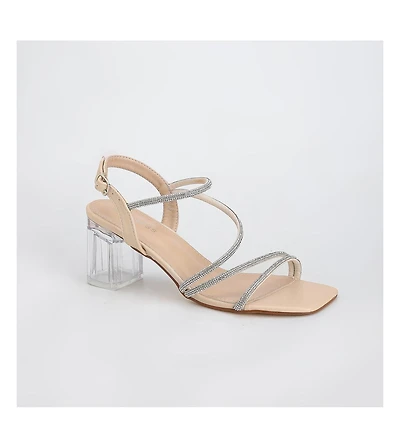 Hera Rhinestone Strappy Clear Heel Sandals