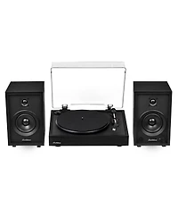 Electrohome Montrose Record Player Stereo System, 4" Bluetooth Powered Bookshelf Speakers, Belt-Drive Turntable with Audio-Technica Stylus, Speed Cont
