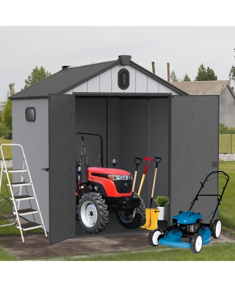 Mondawe 68Ft Resin Plastic Outdoor Storage Shed For Backyard Garden Big Spire Tool Storage
