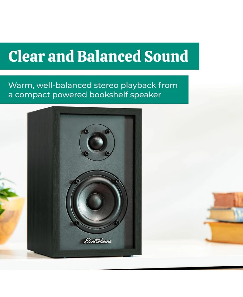 Electrohome Berkeley 2.0 Stereo Powered Bookshelf Speakers with Built-in Amplifier and 3" Drivers for Turntable, Tv, Pc Wireless Music Stream