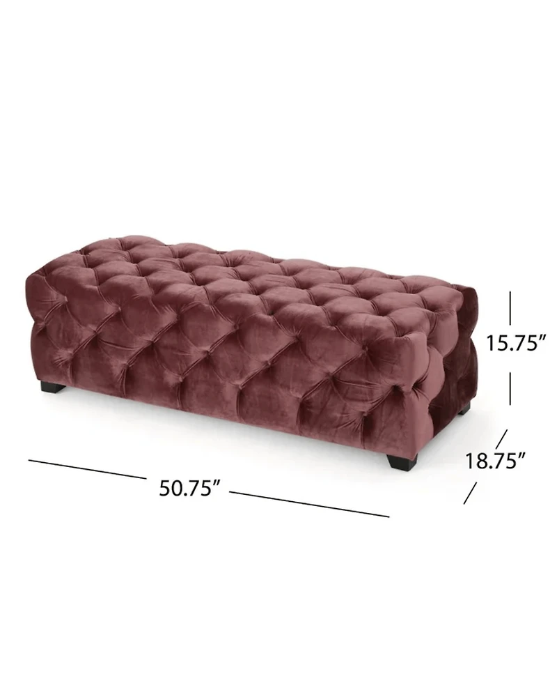 Tufted Velvet Ottoman Bench with Diamond Stitching, Modern Glam Upholstered Accent Piece, Versatile for Entryway, Living Room Seating-The Pop Home
