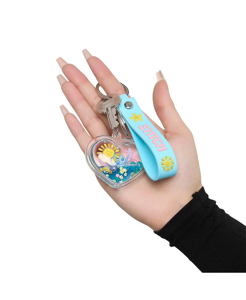 Disney Lilo & Stitch Heart Keychain with Floating Stitch Charm