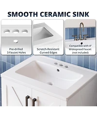 Bathroom Vanity with Sink, 24 Inch Farmhouse Bathroom Sink Cabinet