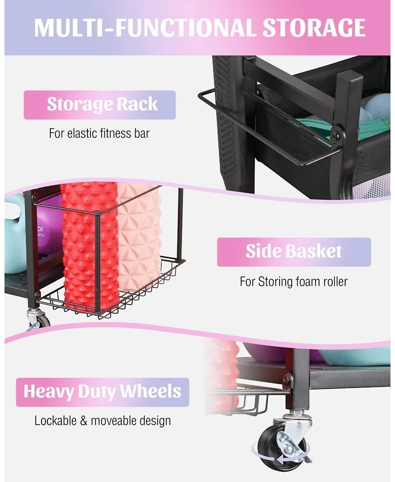 Mythinglogic Yoga Mat Storage Racks Gym Sports Equipment Storage organizer With Black Finish