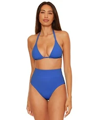 Becca Womens Color Code Reversible Triangle Bikini Top Color Code High Waist Reversible Bikini Bottoms