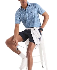 Nautica Men's Classic-Fit Seahorse-Print Birdseye Interlock Performance Golf Polo Shirt