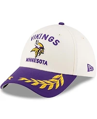 New Era Men's Cream/Purple Minnesota Vikings 2025 Nfl Draft 39THIRTY Flex Hat