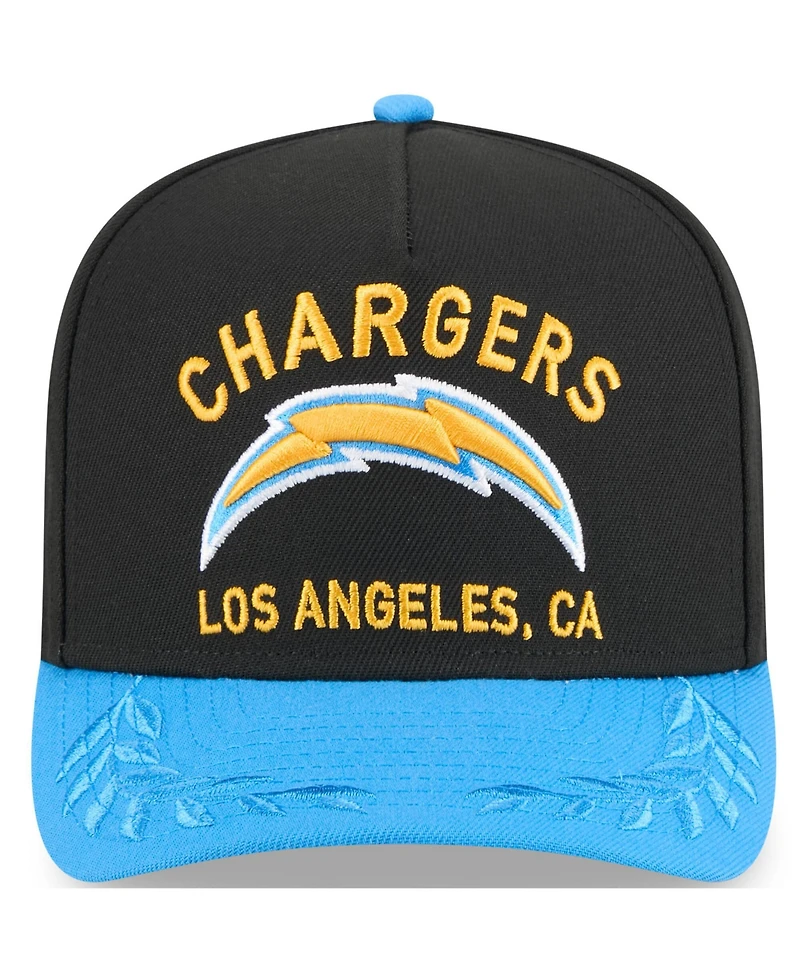 New Era Men's Black/Powder Blue Los Angeles Chargers 2025 Nfl Draft A-Frame 9FIFTY Snapback Hat
