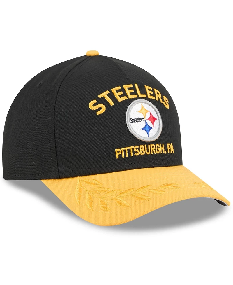 New Era Men's Black/Yellow Pittsburgh Steelers 2025 Nfl Draft 9FORTY A-Frame M-Crown Adjustable Hat