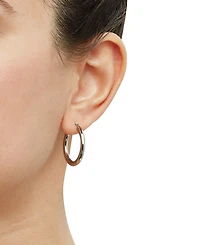 Italian Gold Polished Tube Small Hoop Earrings in 14k White Gold, 1"
