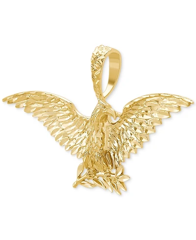 Men's Polished & Textured Eagle on Twig Charm Pendant