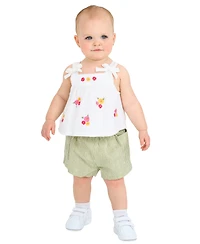 Rare Editions Baby Girls Embroidered Top & Shorts, 2 Piece Set