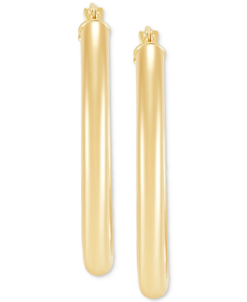 Polished Tube Classic Medium Hoop Earrings in 10k Gold, 1.2"