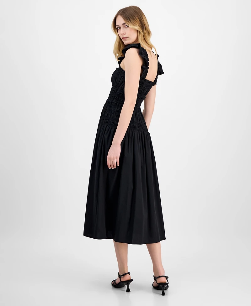 Anne Klein Women's Smocked Ruffled-Strap Midi Dress
