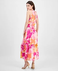 Anne Klein Women's Tiered Floral Halter Maxi Dress