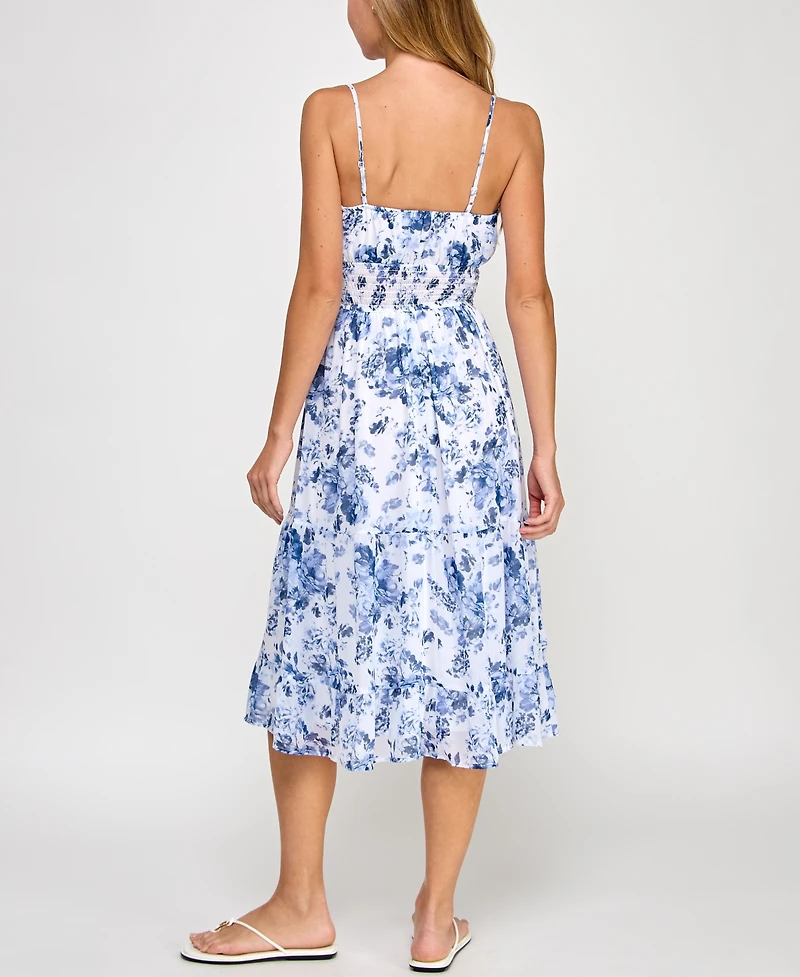 Trixxi Juniors' Floral-Print Midi Dress