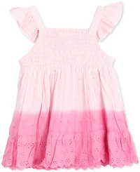 Rare Editions Baby Girls Flutter-Sleeve Ombre Eyelet Dress