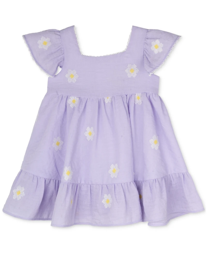 Rare Editions Baby Girls Embroidered Daisies Dress