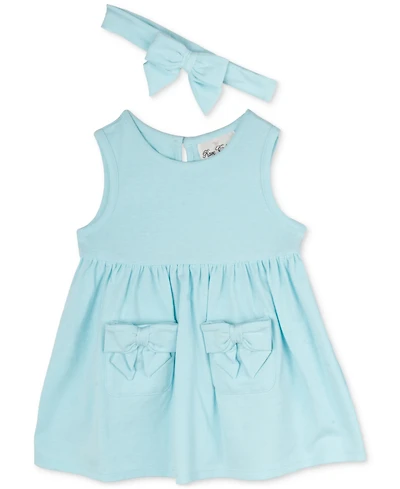 Rare Editions Baby Girls Tank Dress with Pockets & Headband, 2 Piece Set
