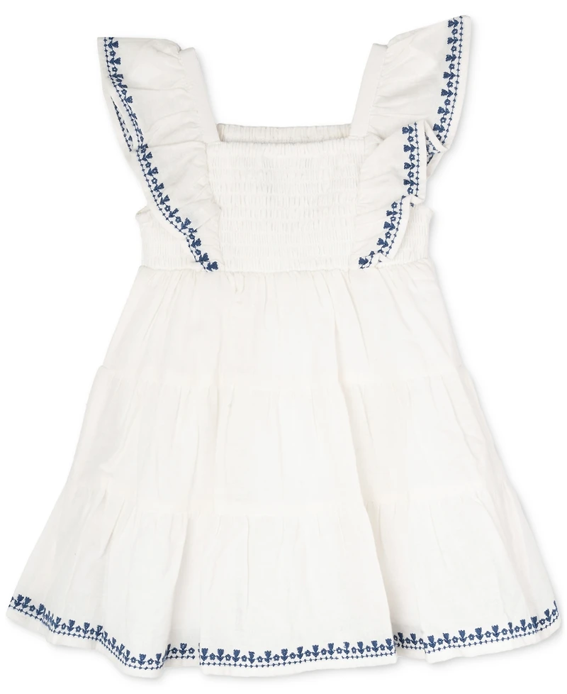 Rare Editions Baby Girls Embroidered Smocked-Bodice Dress
